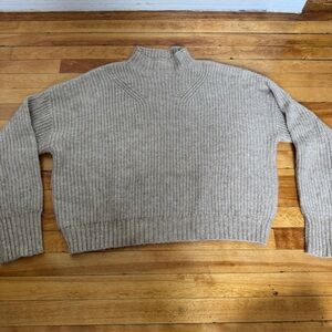 DISSH Beige Ribbed Mock Neck Sweater